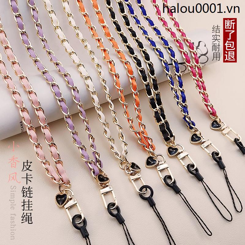 Mobile Dây Đeo Điện Thoại Bằng Da Họa Tiết Chanel Có Ngăn Đựng Thẻ Thời Trang Cho Nữ
