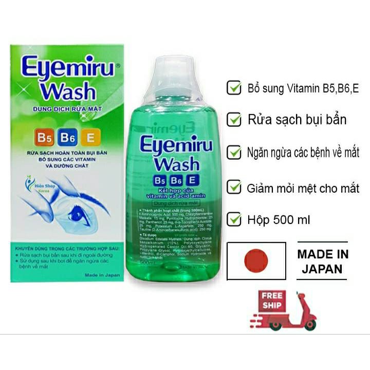 Dung dịch rửa mắt Nhật Bản Eyemiru Wash: date mới 7-2024
