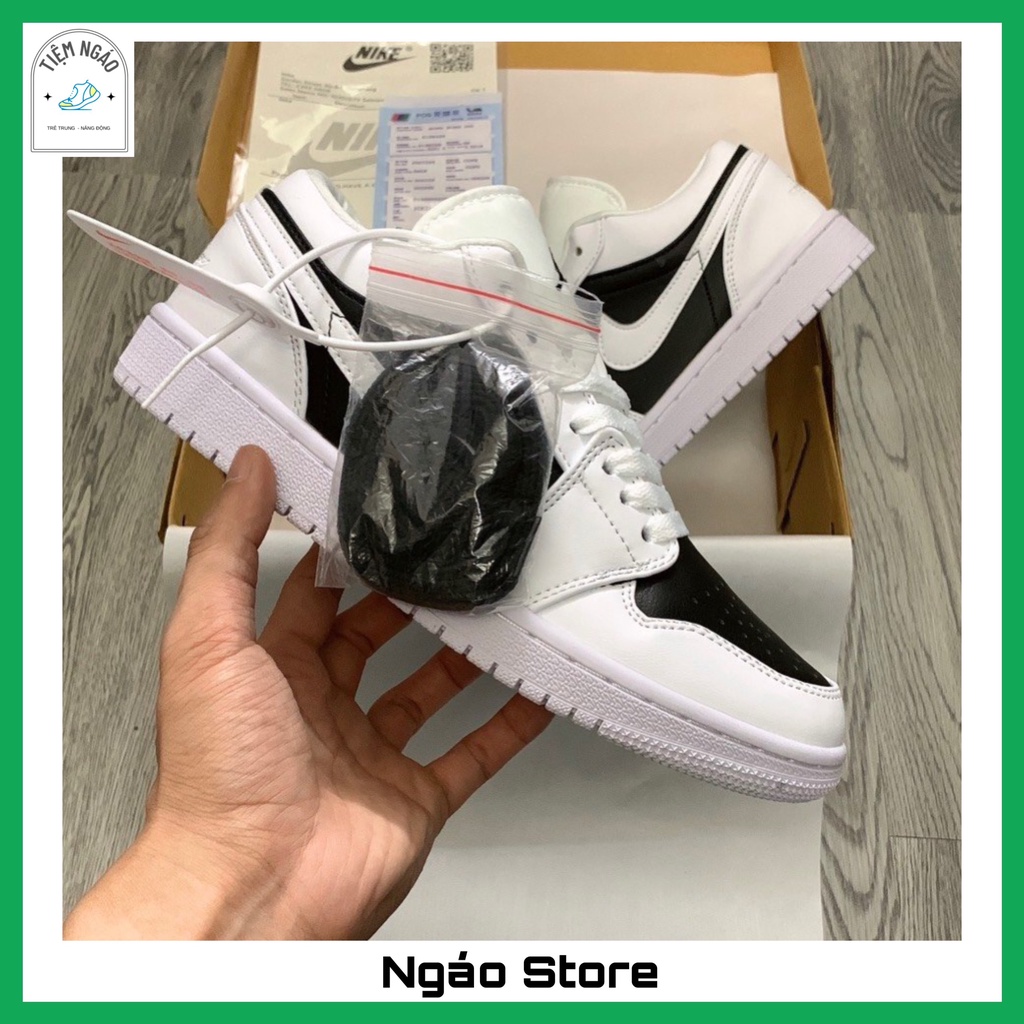|Ngáo Store| Giày Jordan 1 Panda màu trắng đen cổ thấp, Giay Sneaker JD1 Low bản cao cấp Full Bill Box