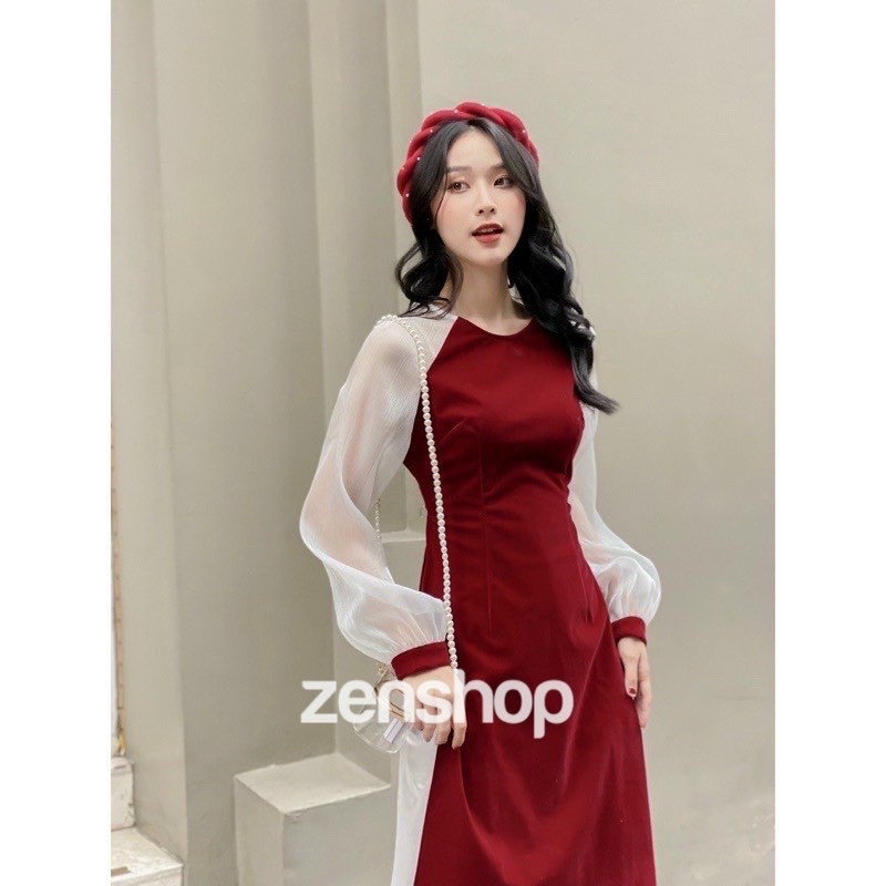 Set cách tân nữ dài tay phối với tone màu đỏ sáng da dành cho các tình yêu diện đi chơi, chụp ảnh đều rất xinh