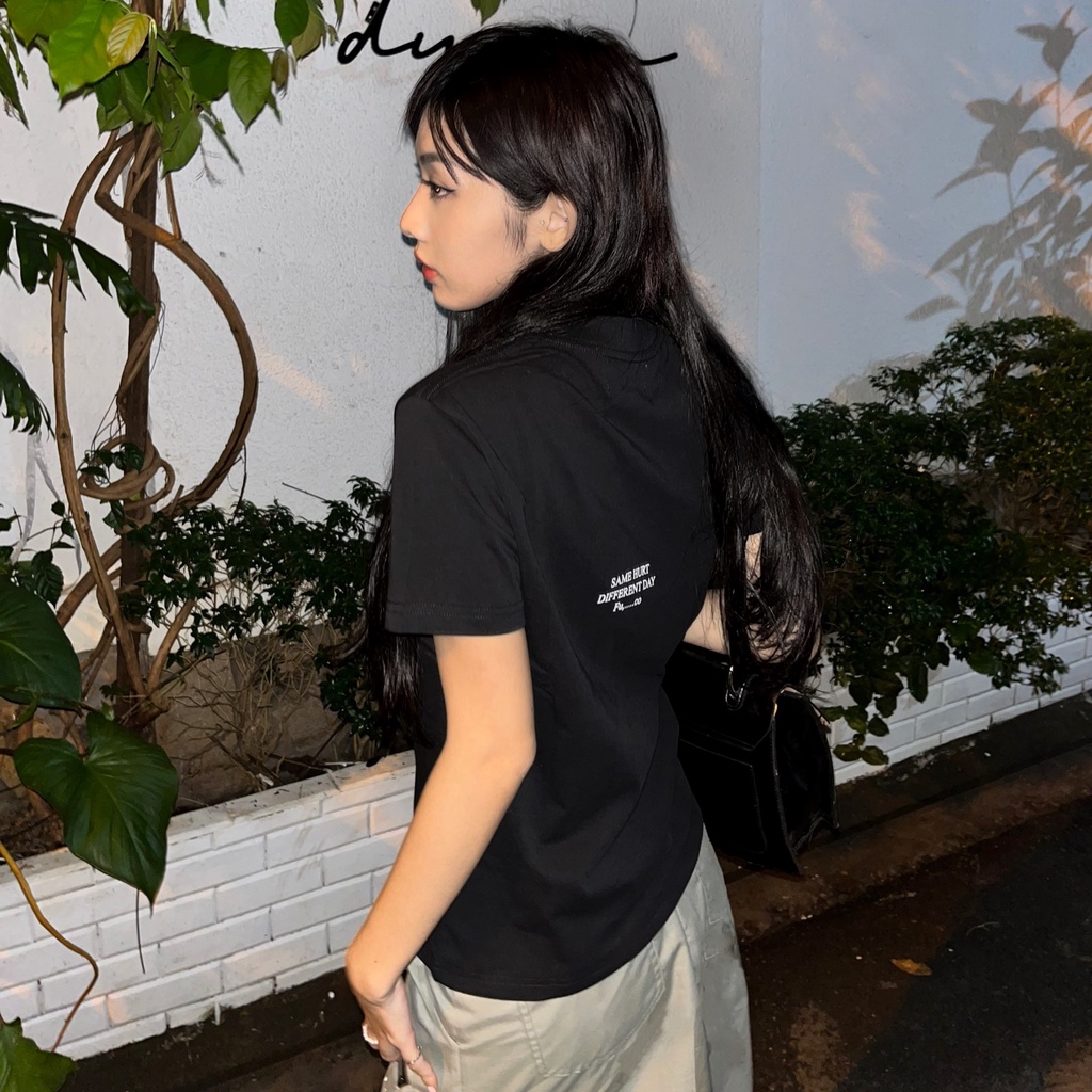 Áo thun Baby tee GASOLINE - Màu Đen - Nữ - Form Crop