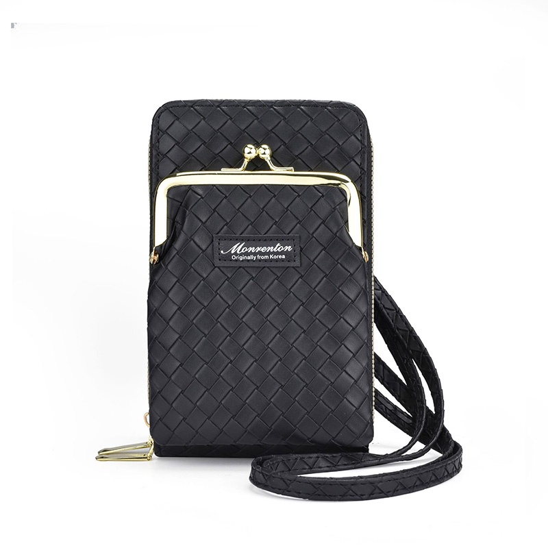 IELGY Túi Đựng Điện Thoại Đeo Chéo Có Khóa Kéo Đôi Phong Cách Hàn Quốc