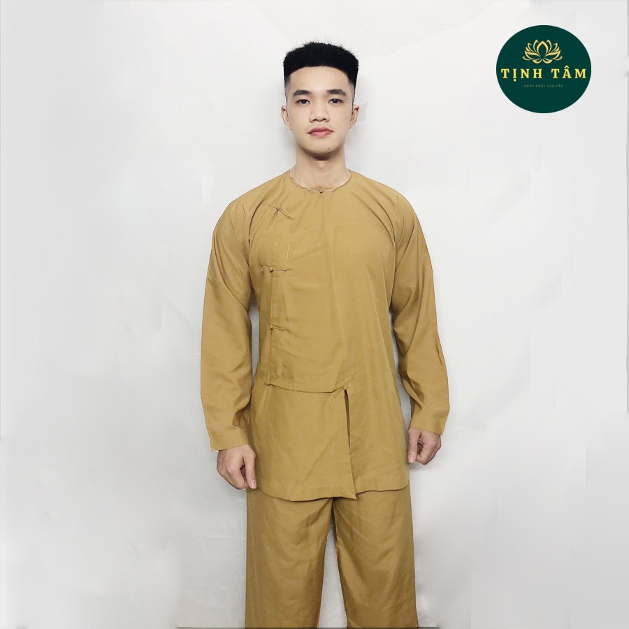 Đồ Đi Chùa Nam - Bộ Phật Tử Nam Vạt Hò Cao Cấp Chất Vải Dày Dặn Mềm Mịn Và Thoáng Mát