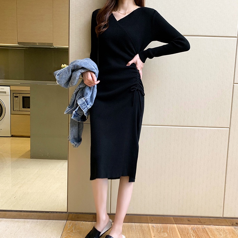 Đầm Dệt Kim Lưng Cao Màu Trơn Thời Trang Cho Nữ