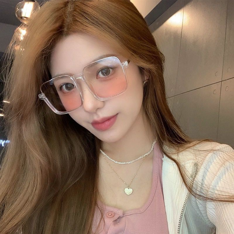 Kính Mát Gọng Vuông Lớn Trong Suốt Chống Tia UV Phong Cách Hàn Quốc Cổ Điển Thời Trang Cho Nữ