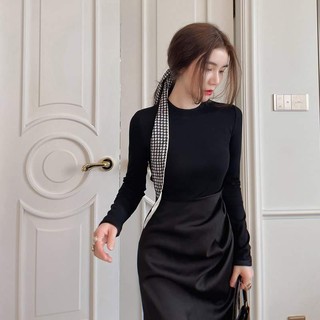Váy Chames cotton phối lụa ngọc