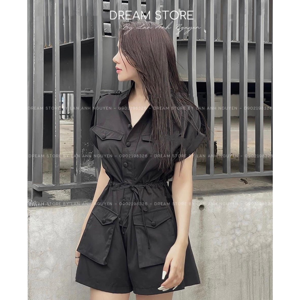 Mua Jumpsuit đùi thiết kế áo cộc tay, dây rút eo tôn dáng, hàng chuẩn ...