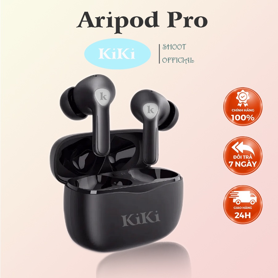 Tai phone Bluetooth AP Pro Đen, tai nghe không dây Chính hãng KiKi Shoot. Định vị - Đổi tên - Chống ồn
