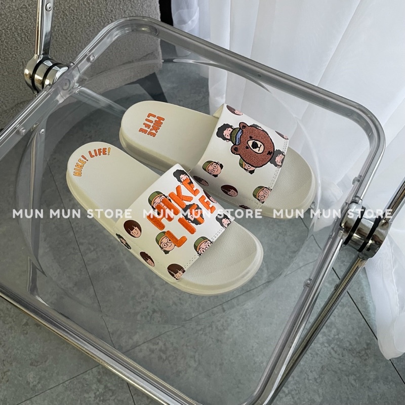 DÉP HIKE LIFE LOGO THÊU NỮ QUAI NGANG DỄ THƯƠNG QUAI LÓT BÔNG [ Fullbox + Hỗ trợ đổi size ]