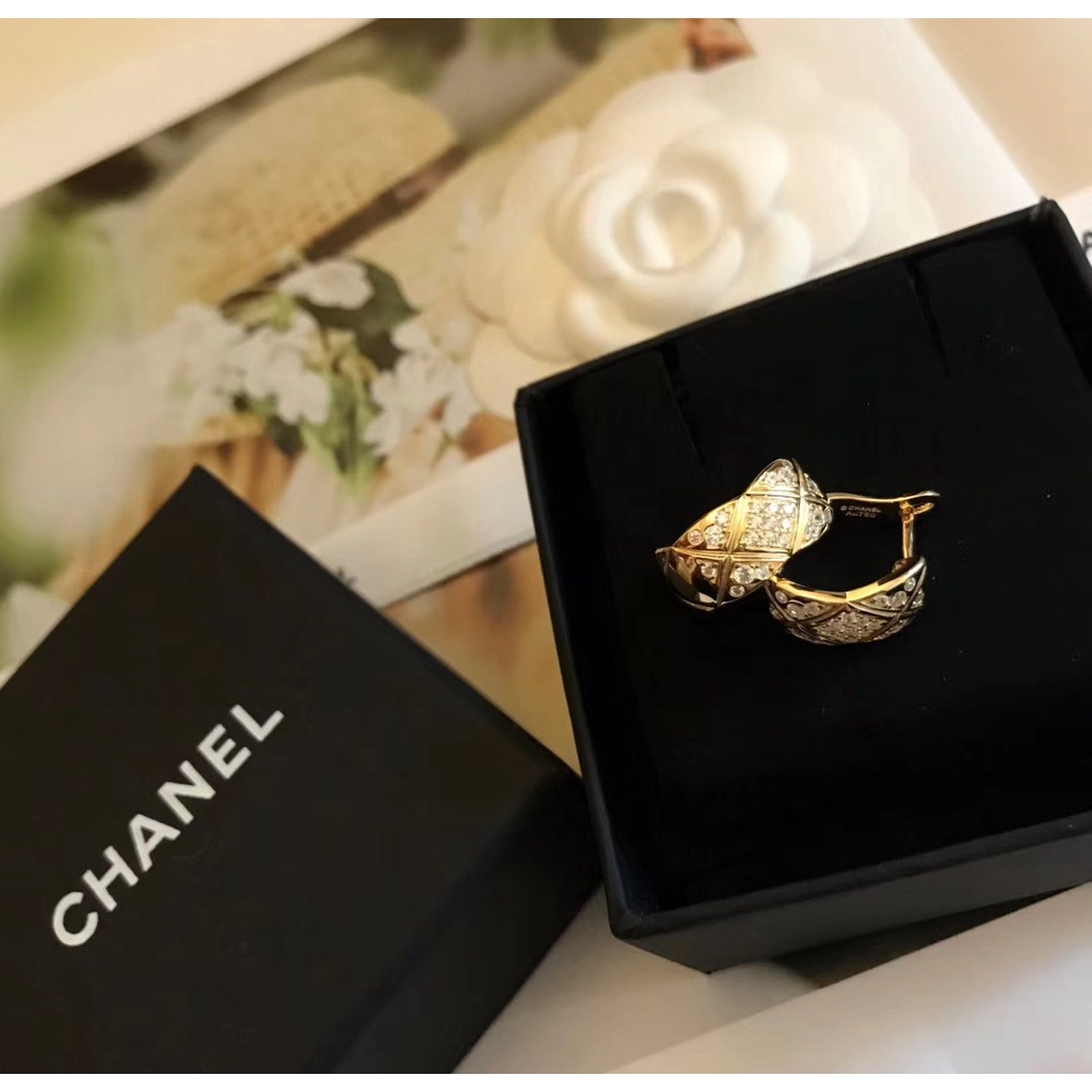 Bông Tai Mạ Vàng Hồng 18K Đính Kim Cương Nhân Tạo Cho Nữ