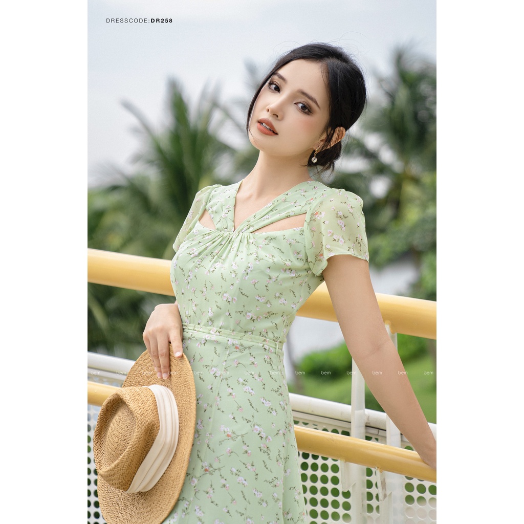 Đầm cổ nơ, thắt eo Bem (DR258)