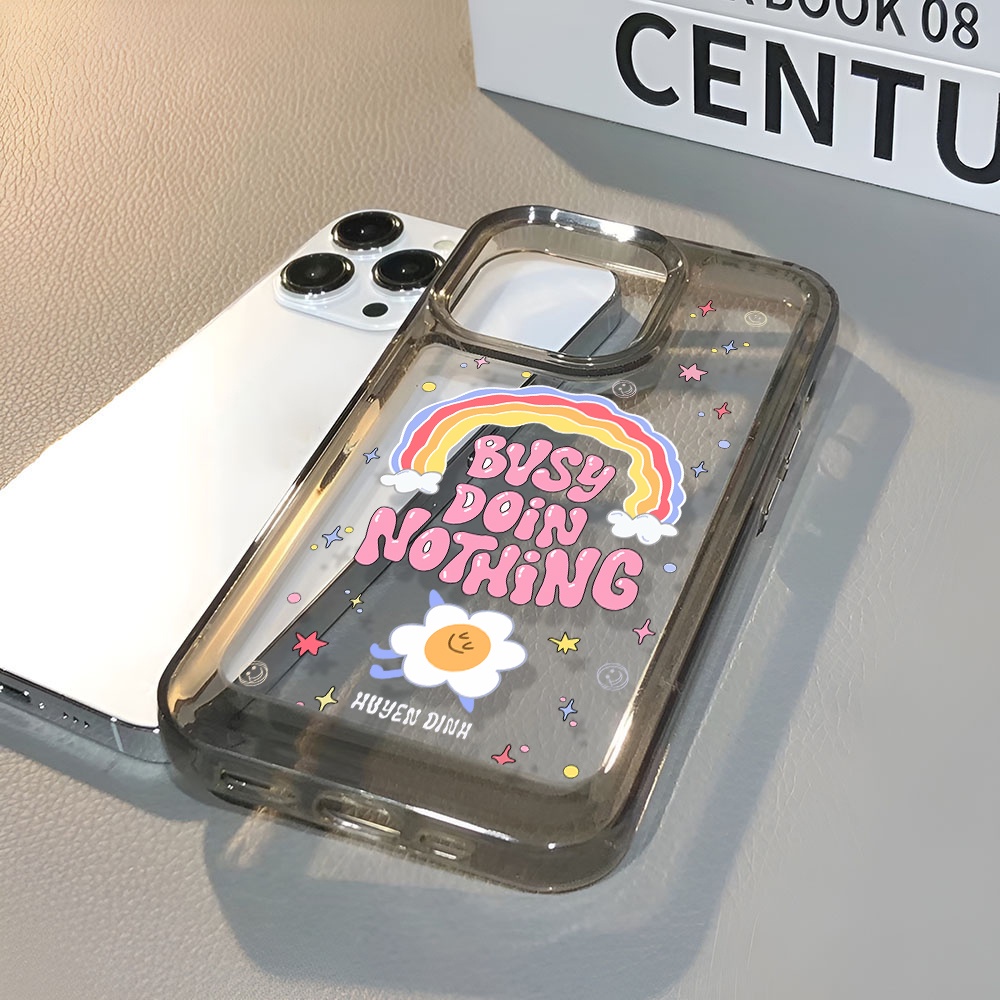 Ốp Điện Thoại Trong Suốt In Hình Hoa Và Cầu Vồng Cho iphone 14 Pro Max 13 11 12 7Plus X XR XS Max 8 7