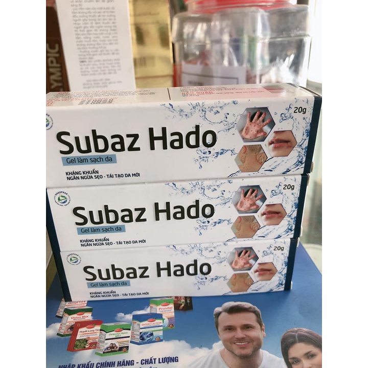 Gel Làm Sạch Và Sát Khuẩn Da Subaz Hado, Bôi Sát Khuẩn, Tái Tạo Da, Ngăn Ngừa Sẹo, Su Bạc Tuýp 20G