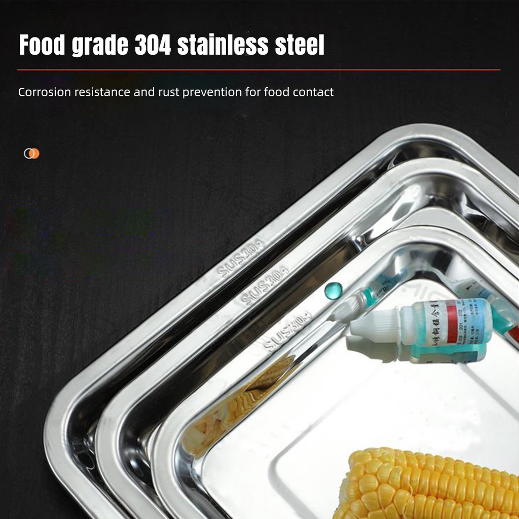 Khay đựng đồ ăn JUJIAJIA thép không gỉ 304 kích thước lớn tiện lợi