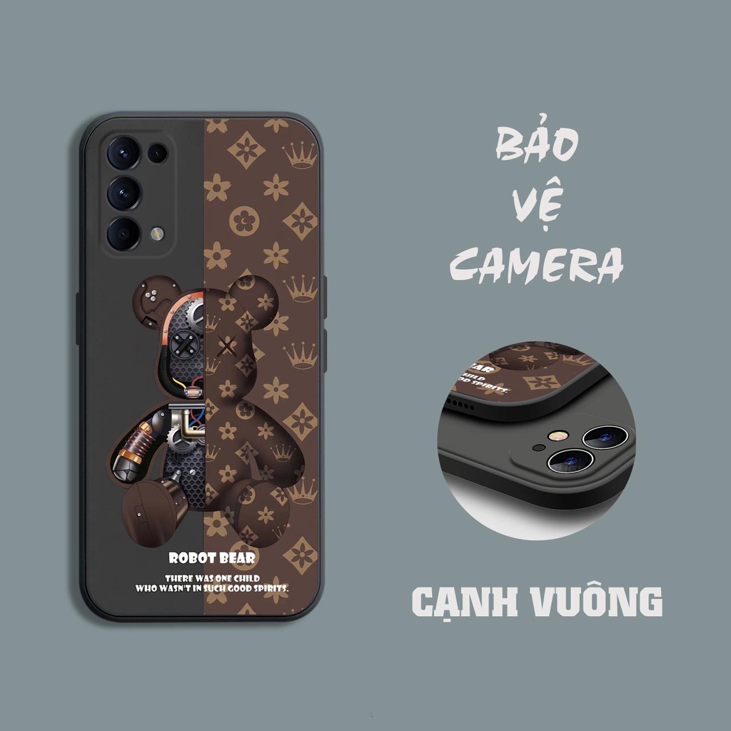 Ốp lưng Oppo Reno 5 / 5 Pro / FIND X3 LITE in hình gấu cool ngầu cạnh viền vuông có bảo vệ camera