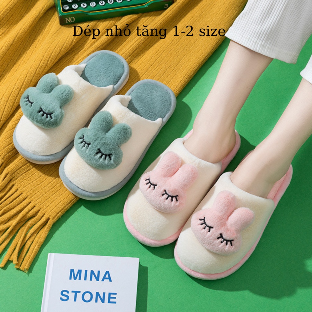 Dép bông mùa đông hình THỎ BUNNY đi trong nhà, Chọn tăng 1 size