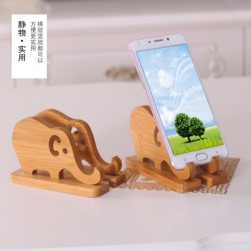 Hàng Mới Về Giá Đỡ Điện Thoại Kiêm Đế Sạc Không Dây Bằng Gỗ Tre Hình Chú Voi Hoạt Hình Sáng Tạo Cho Điện Thoại Di Động