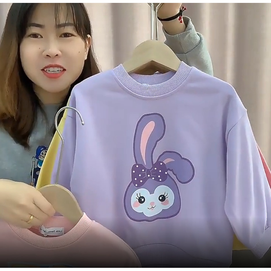 Áo sweater Cổ Tròn Họa Tiết Hoạt Hình Xinh Xắn Theo Phong Cách Xuân Thu Dành Cho Bé