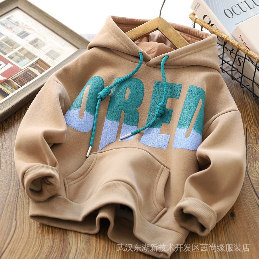 Áo Hoodie Lót Lông Cừu Dày Dặn Ấm Áp Thời Trang Thu Đông Cho Bé Trai