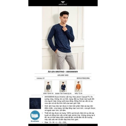 Áo len nam Aristino AWO006W9 xả nghỉ bán