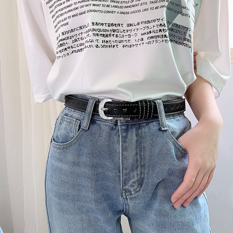 Thắt Lưng Họa Tiết Trái Tim Đơn Giản Phong Cách Retro Với 5 Màu Tùy Chọn Cho Nữ