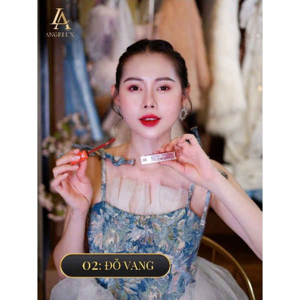 Son lì Angelux kháng nước, bám lâu,không lem ,không trôi,chất son kem mềm mướt tặng kèm cọ tán son