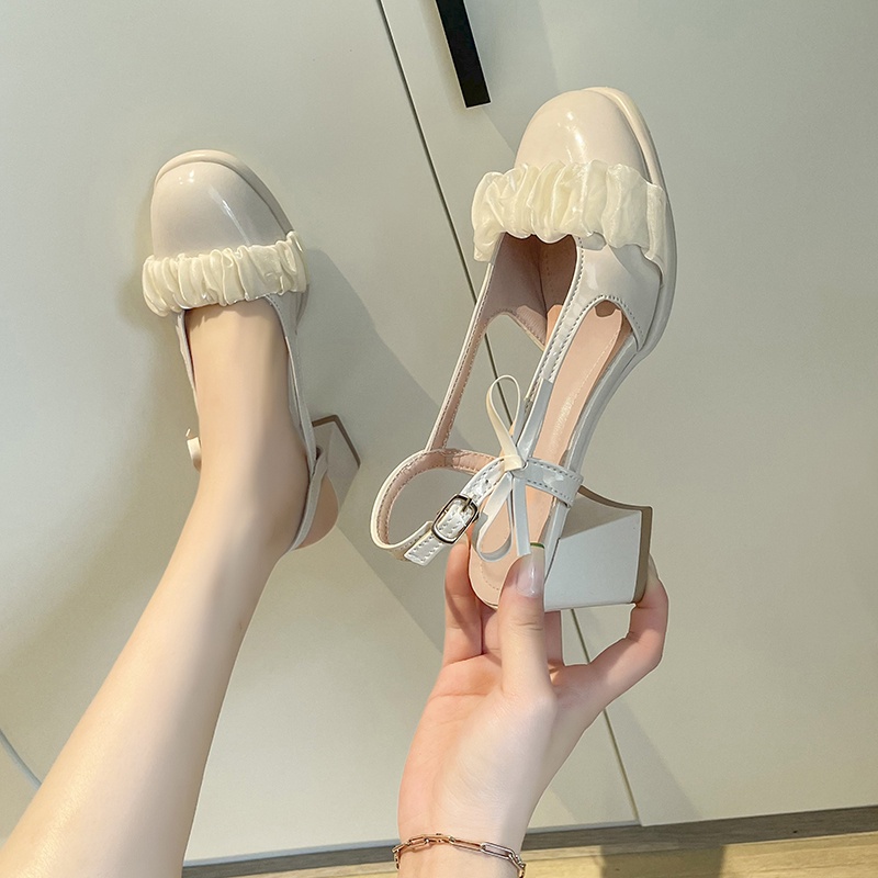 Giày búp bê nữ Mũi Vuông Thiết Kế Mới Thanh Lịch Thời Trang Dành Cho Nữ 6CM giày jane mary cao gót