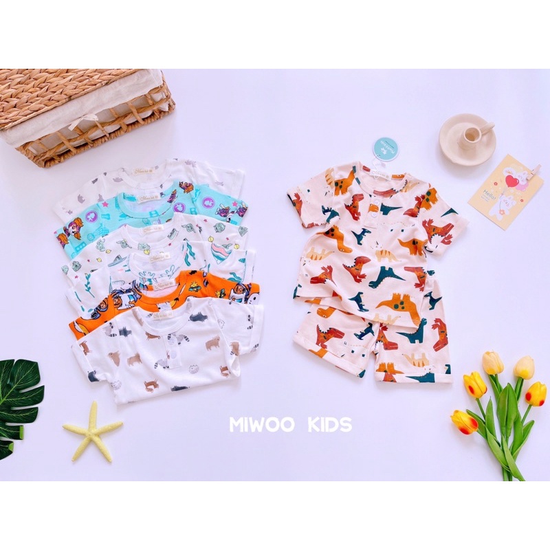 (8-20kg) MÀU MỚI ⚡️ Đồ bộ cộc tay thun bozip in hoạ tiết kèm quần lật lai cho bé trai 1 đến 5 tuổi MIWOO Kids - Bảng 3
