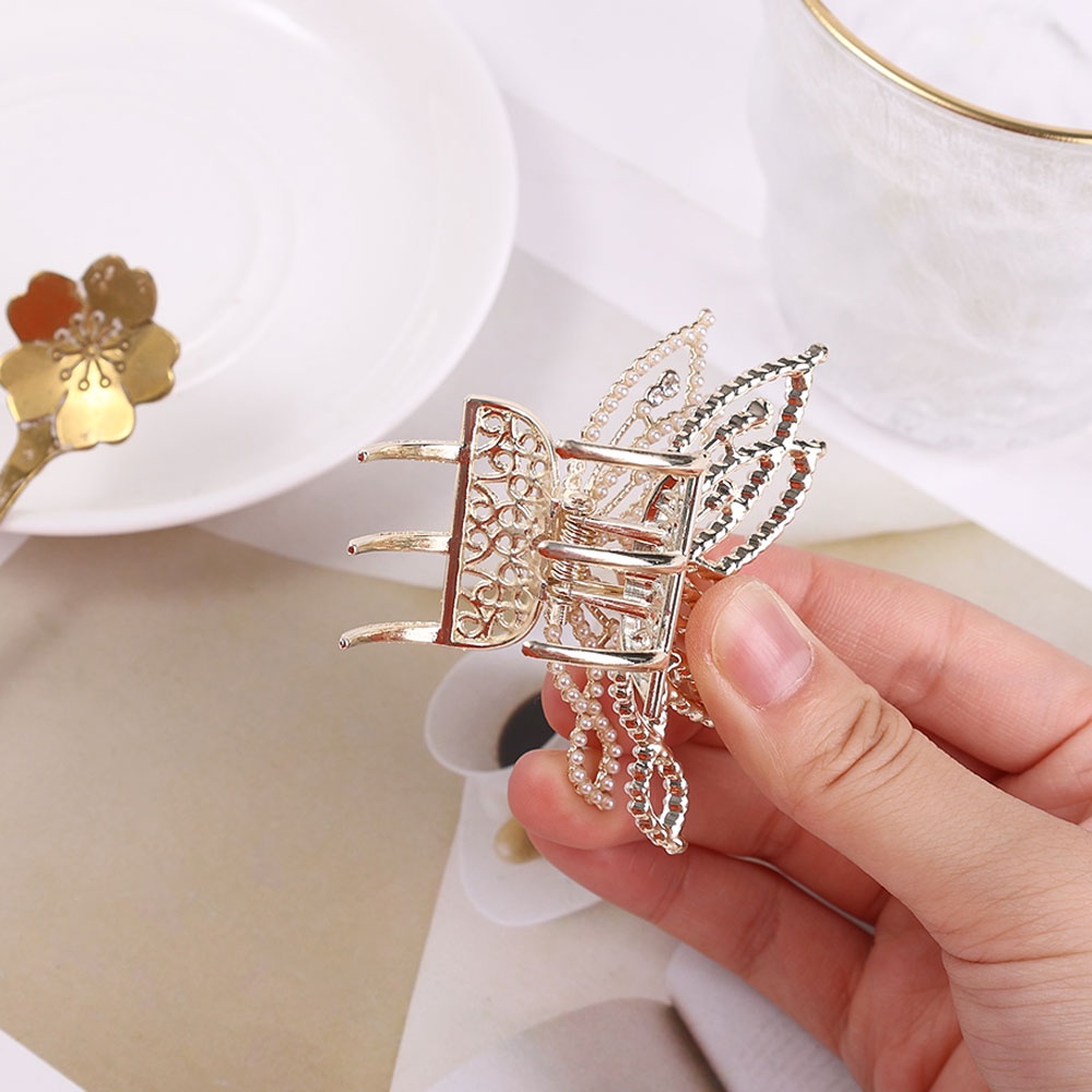 Kẹp Tóc Hình Bướm Đính Ngọc Trai Thời Trang Hàn Quốc Dành Cho Nữ