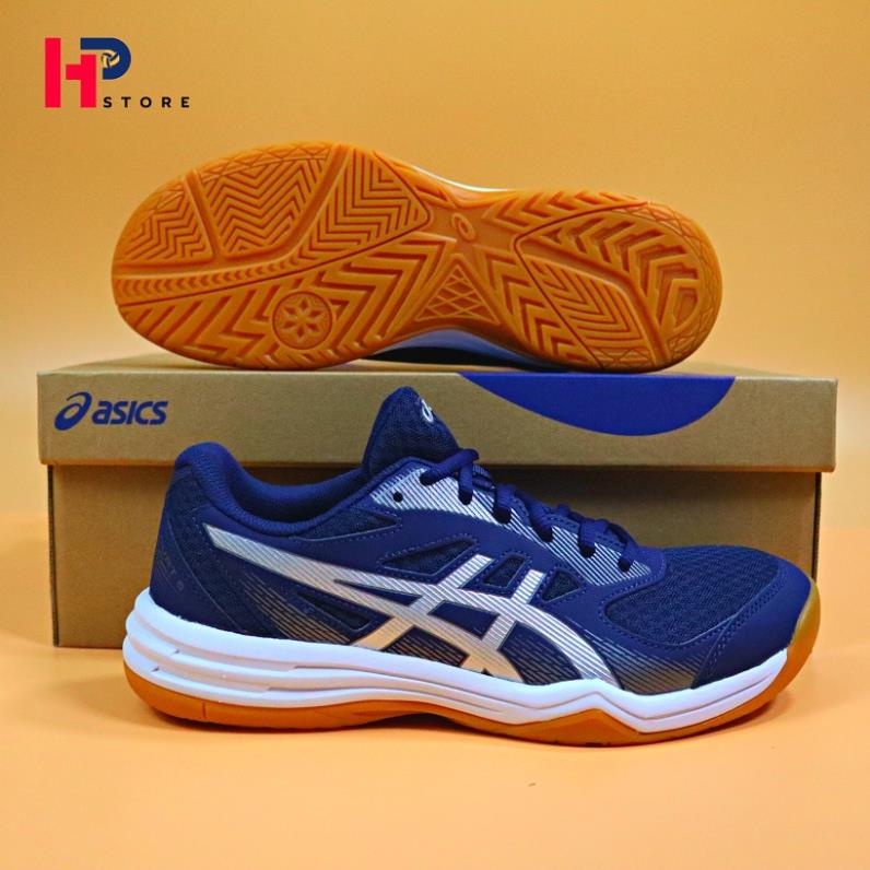 🇬🇷 Giày Asics Upcourt 5 Xanh - Giày Chuyên Bóng Chuyền, Cầu Lông, Tennis bật nhảy êm, giảm sốc, thoáng khí, độ bền cao