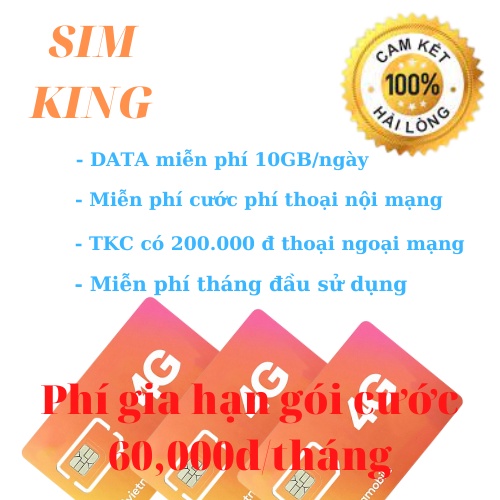 SIM King Vietnamobile SIM King kèm nhiều ưu đãi dung lượng, phút gọi, miễn phí tháng đầu sử dụng