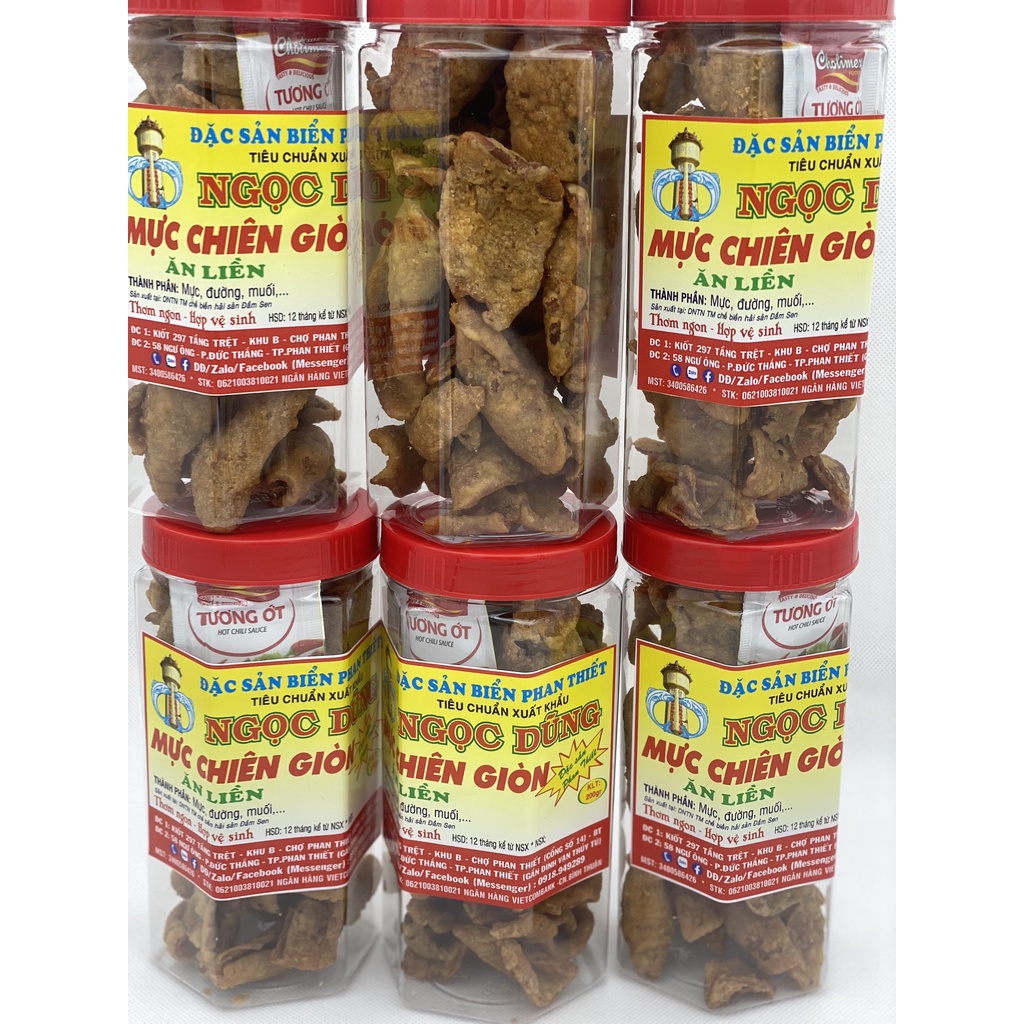 Mực chiên giòn hộp 200 gram đã chế biến ăn liền ngon ơi là ngon của shop Đặc Sản Biển Phan Thiết NGỌC DŨNG. HSD 12 tháng
