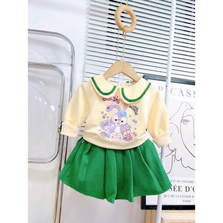 Sét váy cho bé gái gồm áo 2 cotton phối chân váy xòe siêu yêu_ Đầm cho bé từ 10- 20 kg