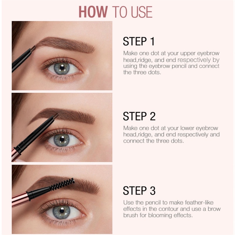 Bút Kẻ Lông Mày Hai Đầu Chống Thấm Nước Và Mồ Hôi Lâu Trôi Làm Đều Màu Lông Mày / Trang Điểm Tự Nhiên Không Nhòe