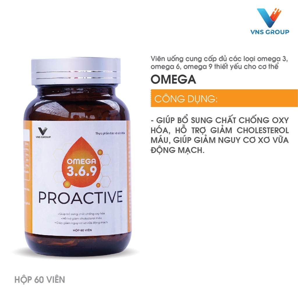 Viên uống Omega 369 VNS Group hỗ trợ tim mạch, phát triển trí não hộp 60 viên