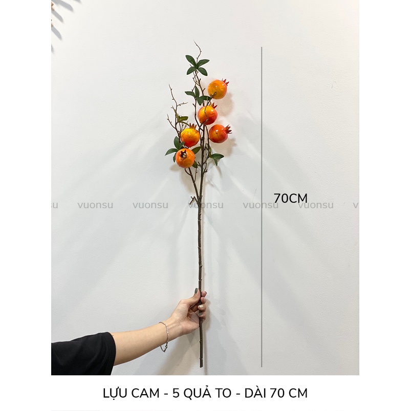 Cành đào đông đỏ 12 nhánh cành lựu trang trí tết hàng đẹp quả to - VS402