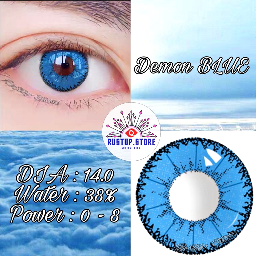 CONTACT LENS dòng DEMON màu XANH DƯƠNG ~ Từ 0~>8 độ.