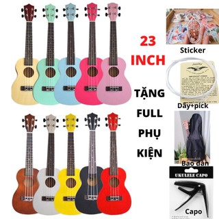 [Size 23 inch] Đàn Ukulele Concert  nhiều màu chất liệu gỗ-Tặng phụ kiện đi kèm