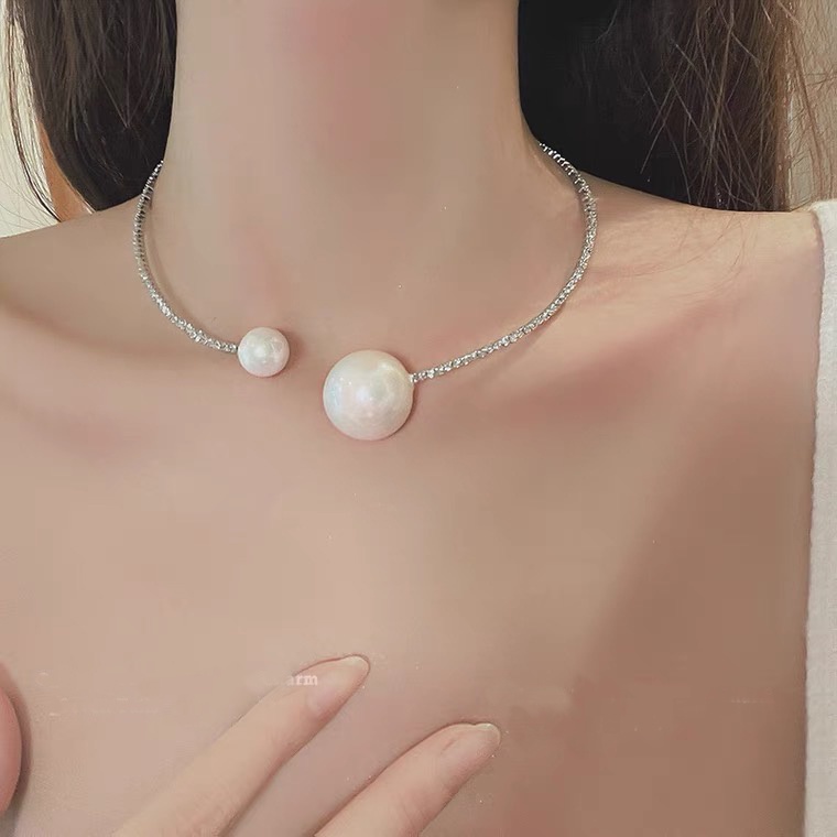 Kiềng dẻo đính ngọc trai nhân tạo sang đẹp KIENG90