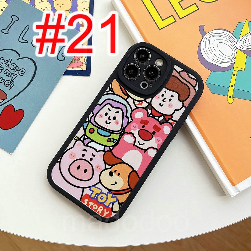 Toy Story Soft Casing For iPhone 14 13 12 Mini 11 Pro Xs max 6 6S 7 8 Plus X XR 11promax 12promax 13promax 6+ 7+ 8+ Cute Bear Losto Cartoon Buzzer Lightyear Silicone anti fall Black Full Lens protection Soft Phone Case Back Cover XPN 21