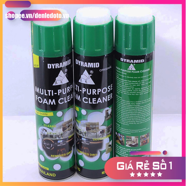 Chai xịt bọt vệ sinh đa năng nội thất, ghế da, trần nỉ ô tô DYRAMID xanh 650ml, 12 chai/ thùng