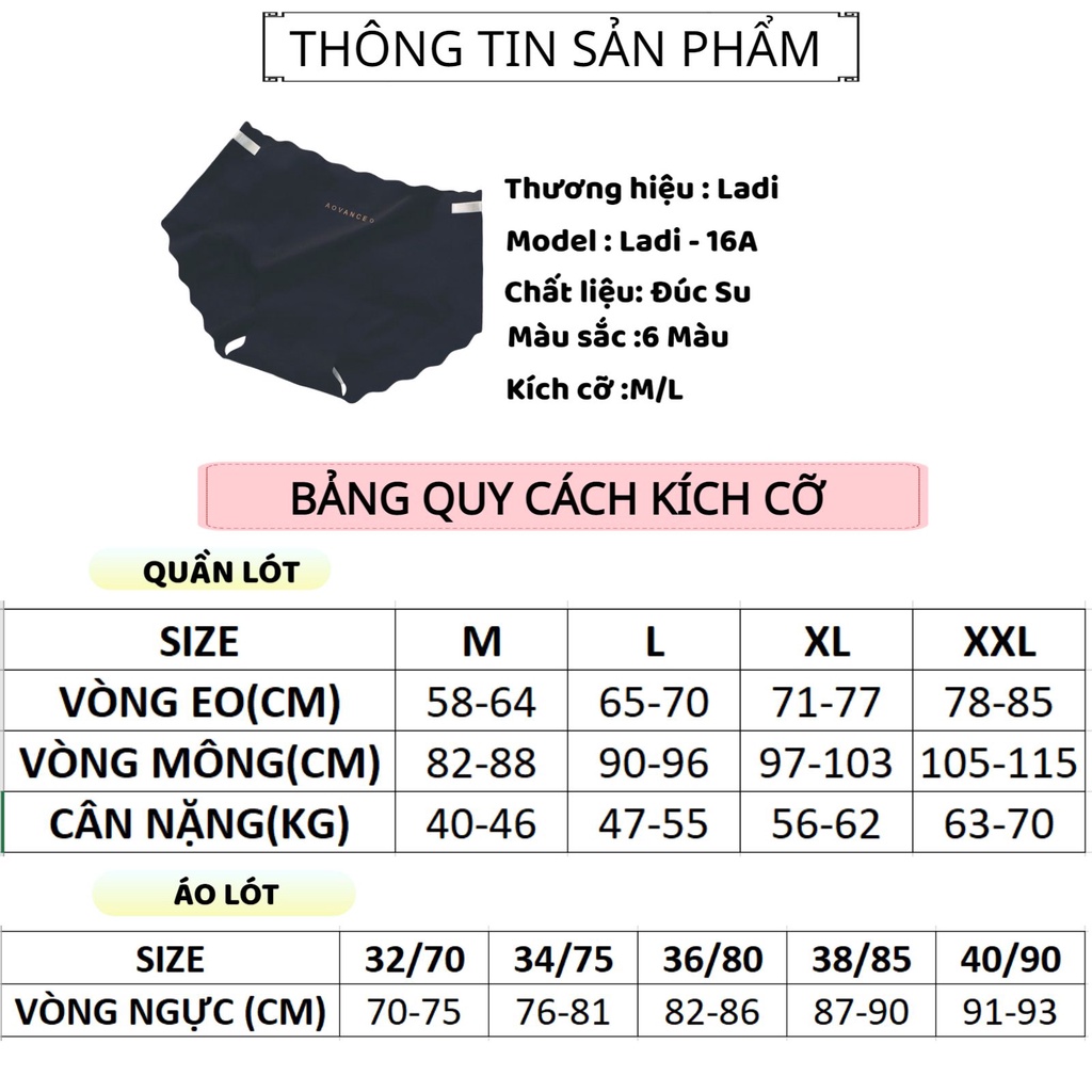 Quần Lót Nữ Đúc Su LADI Cạp Viền Sóng Không Đường May Mềm Mại MÃ 16A