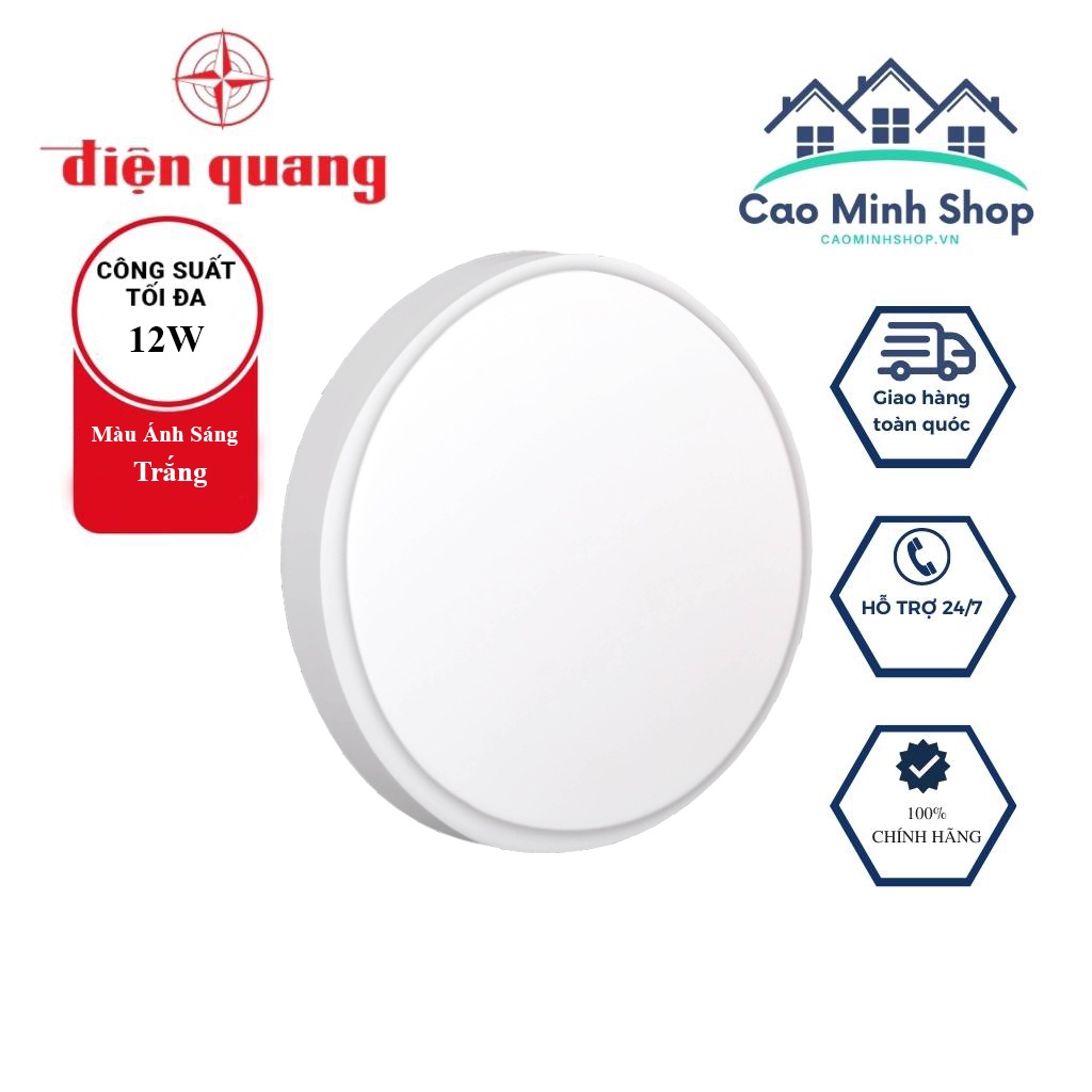 Bộ đèn LED ốp trần Điện Quang ĐQ LEDCL25 12765 công suất 12w, đường kính 23.5cm, bảo hành chính hãng 24 tháng
