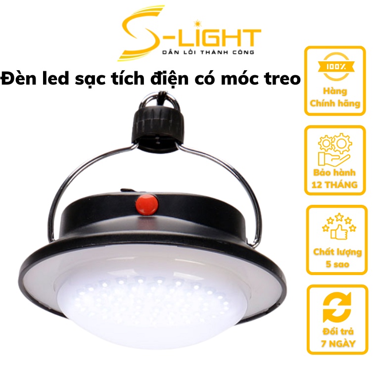 Đèn led sạc tích điện có móc treo đi du lịch, dã ngoại, gia đình mất điện 60 bóng led ( Tặng sẵn pin 18650 S-Light )