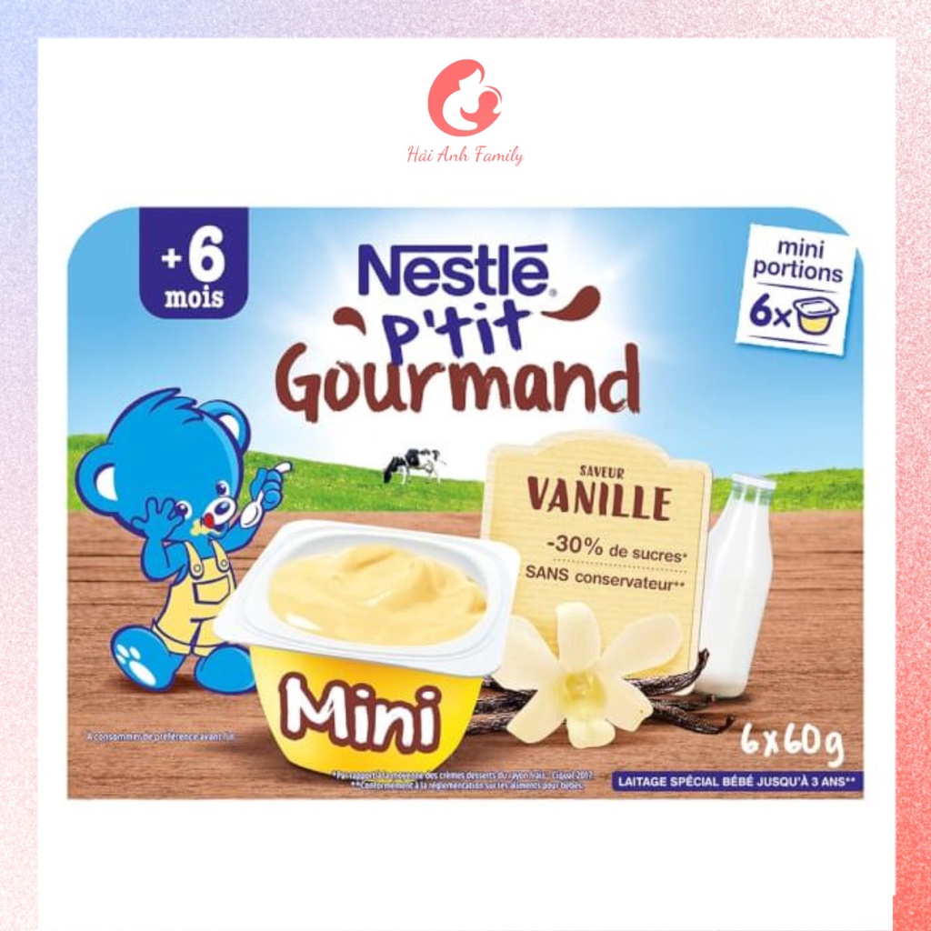 Váng sữa nestle Pháp vị vani 6 hộp x 60g, Váng sữa bổ sung dinh dưỡng cho bé ăn dặm