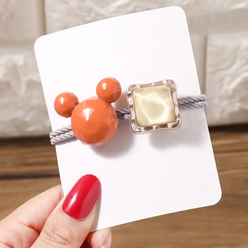 Dây cột tóc hình gấu đính hạt vuông dễ thương, nhiều màu sắc lựa chọn, dùng cho bé gái và phái nữ - H18