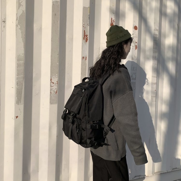 IELGY Balo Màu Đen Cỡ Lớn Thiết Kế Đơn Giản Dễ Phối Đồ Cho Nữ