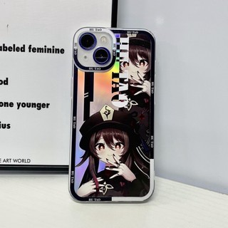 Genshin impact Hutao Ốp Điện Thoại Trong Suốt Màu Laser Họa Tiết Game Cho iPhone 14 13 12 11 pro promax x xs xsmax xr 7 8 plus