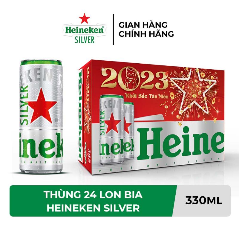 Hỏa tốc - Thùng 24 Lon bia Heineken Silver lon 330ml