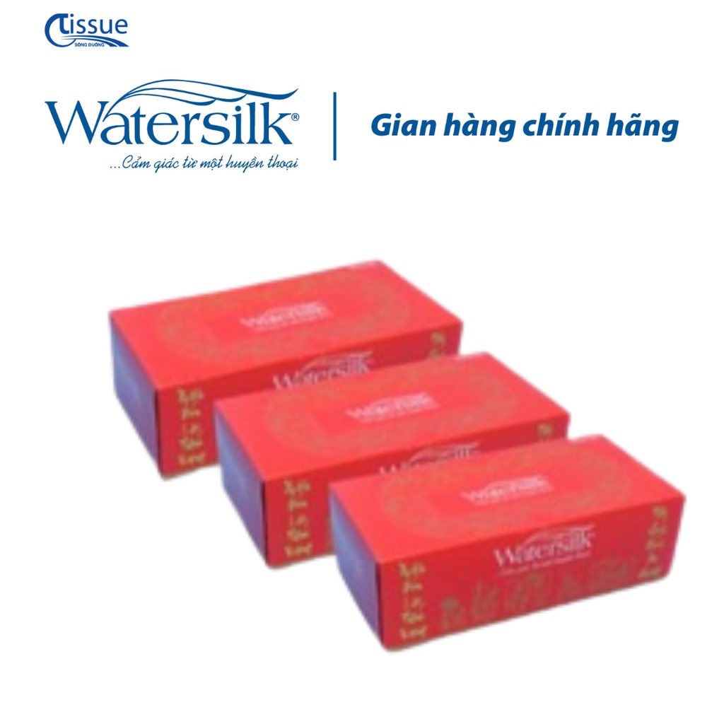 Combo 3 Khăn Giấy Ăn Watersilk Hộp Tết 150 tờ/hộp